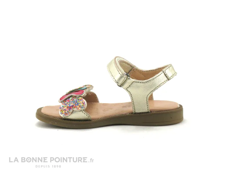 Achat chaussures Acebos Bébé Sandale, vente Acebos 5615ET Platine - Sandale Or fille - Coeurs multicolores
