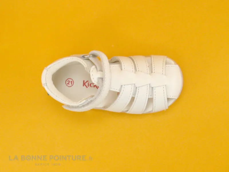 Achat chaussures Kickers Bébé Sandale, vente Kickers BIGFLO-2 Blanc 785385 - Sandale premier pas bout ferme