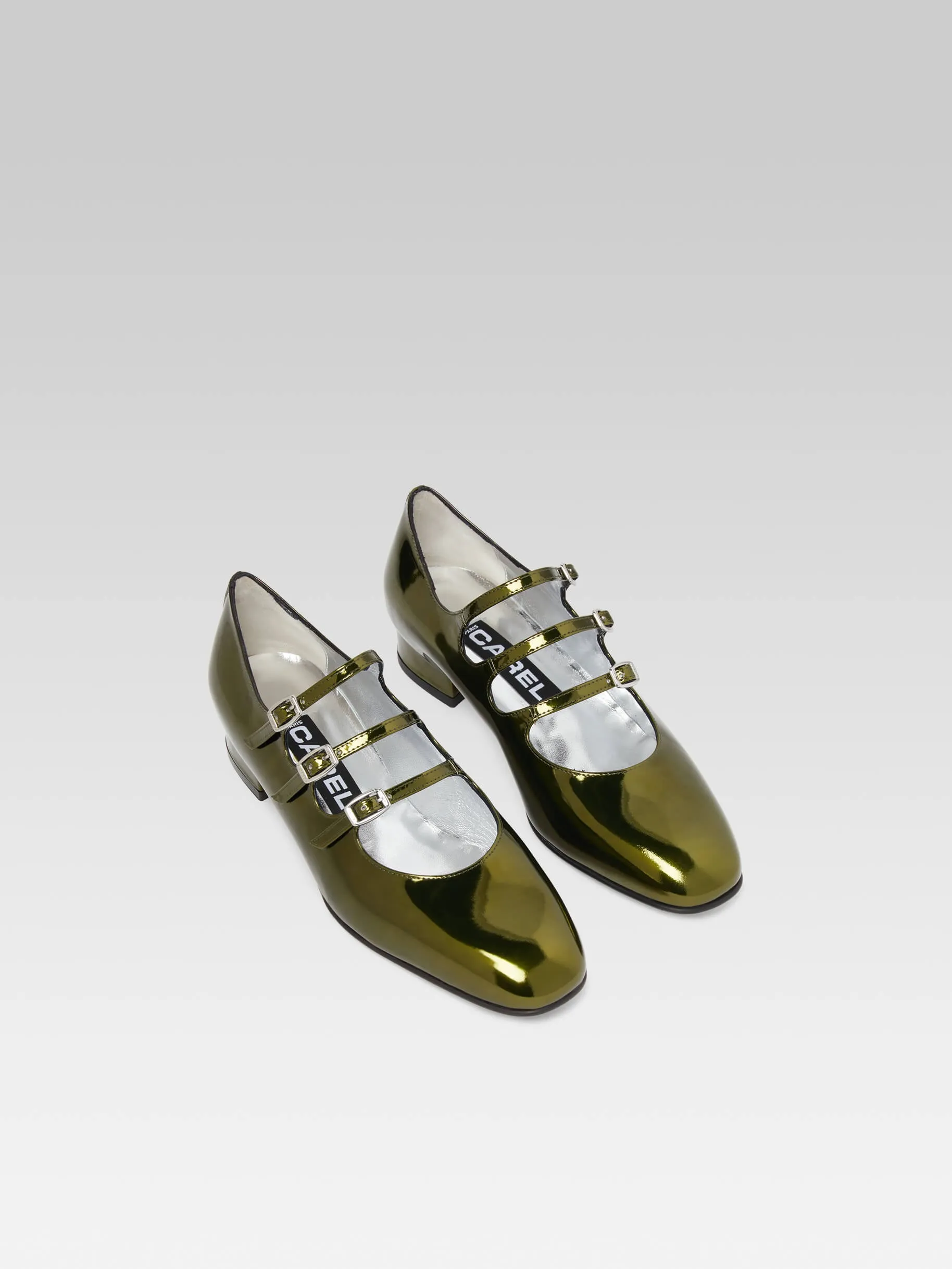 Ariana - Ballerines babies cuir reflex vert