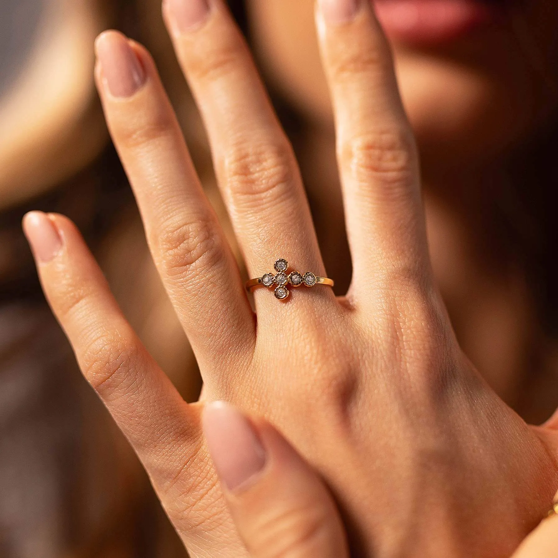 Bague Croix zircons blancs