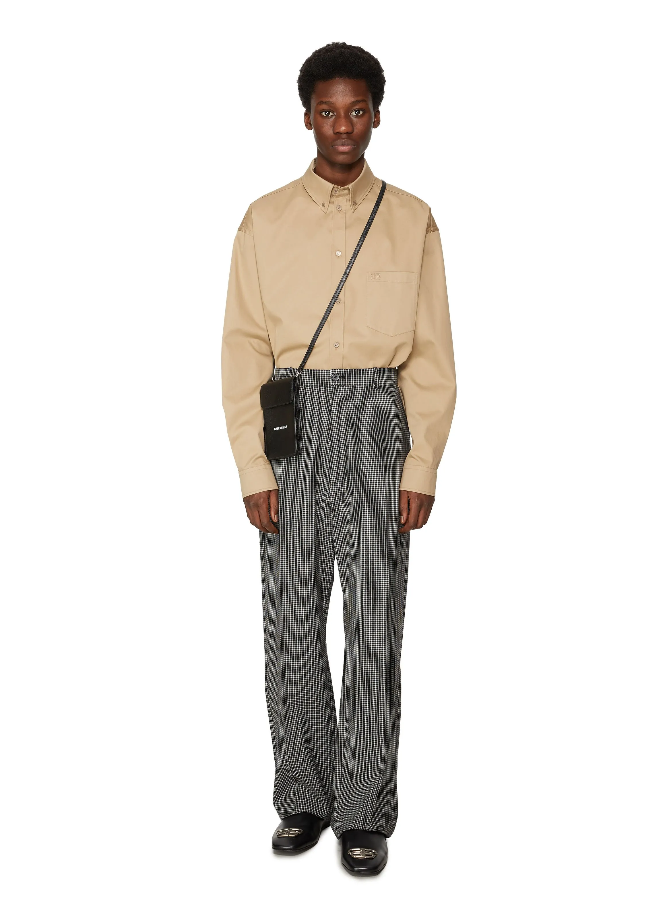BALENCIAGA  Pantalon baggy en laine vierge mélangée - Noir
