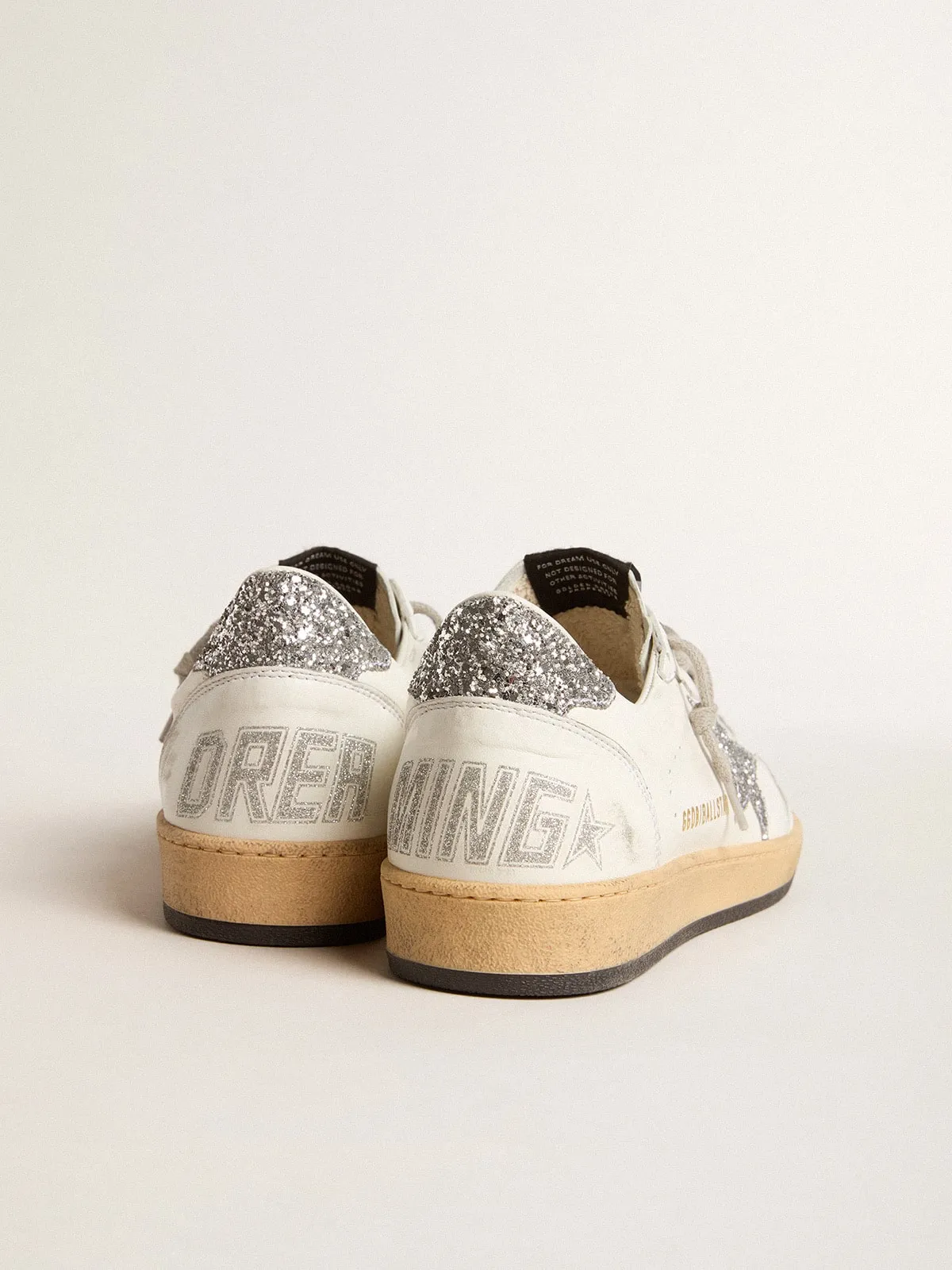 Ball Star Wishes pour homme en cuir nappa avec étoile blanche et contrefort à paillettes | Golden Goose