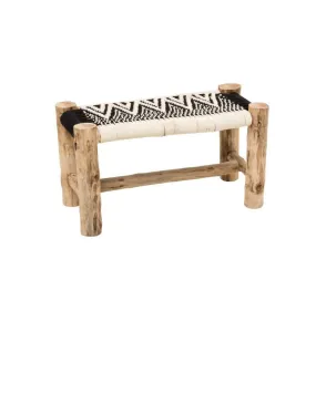 Banc Yuka tressé en coton et bois d'eucalyptus - Caravane