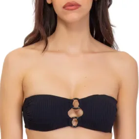 Bandeau de bain côtelé avec anneaux Ring noir