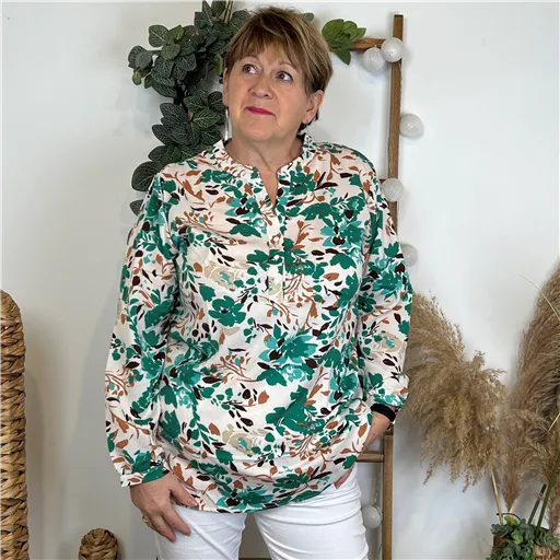 Blouse Christy Fleurie Céladon - Bleu Clair