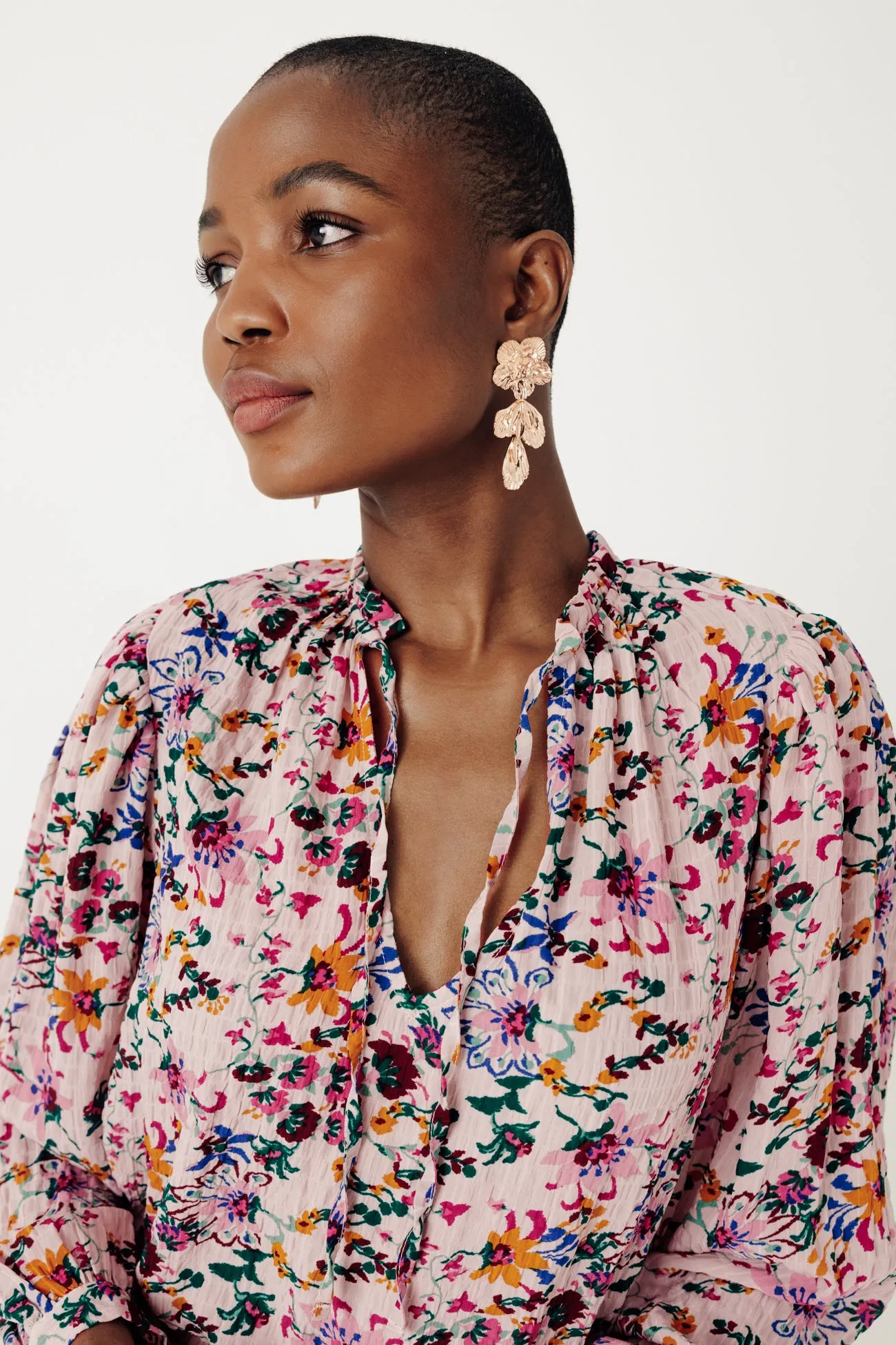 Blouse à fleurs Femme - Imprimé écru