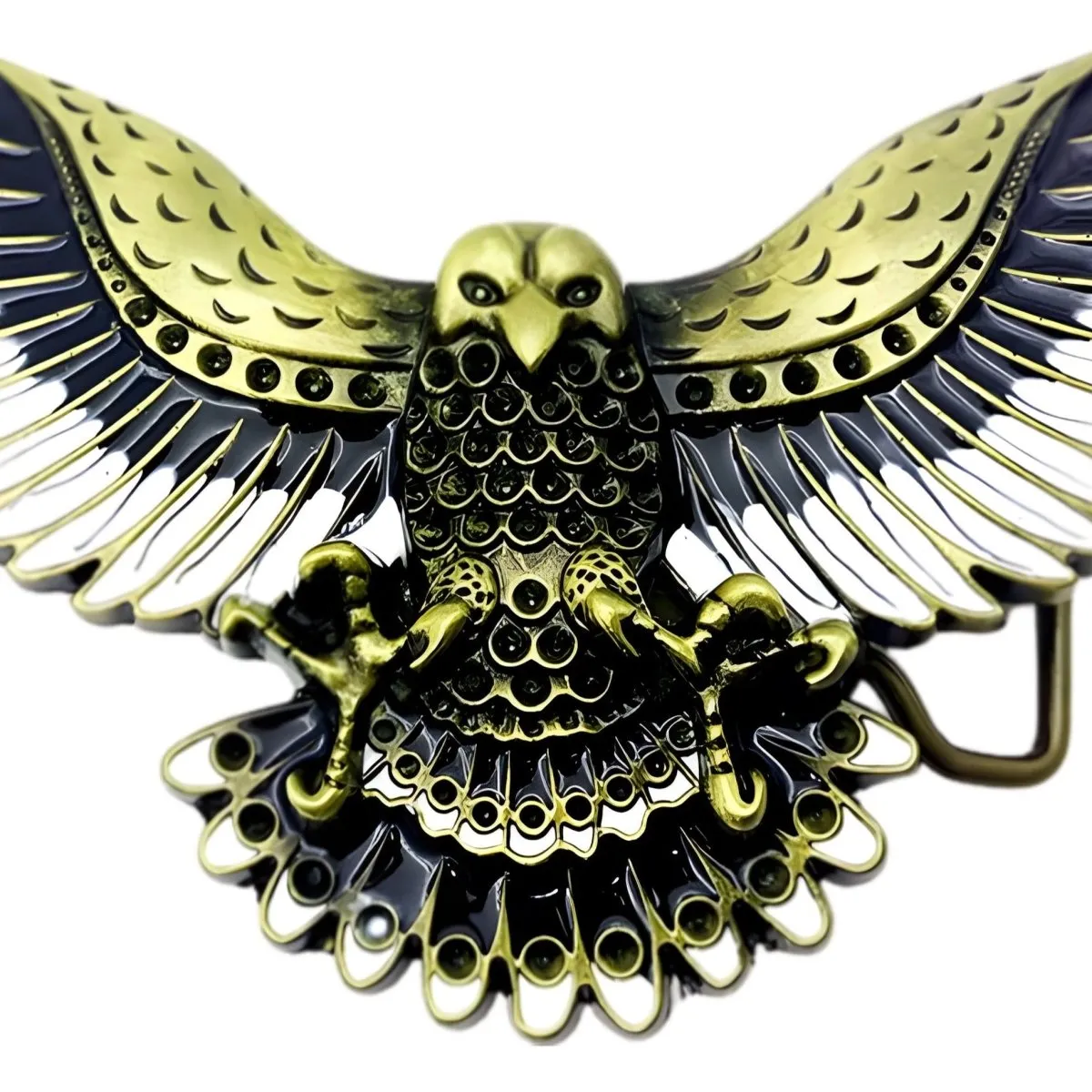 Boucle de ceinture Américaine, aigle en vole, modèle Brad