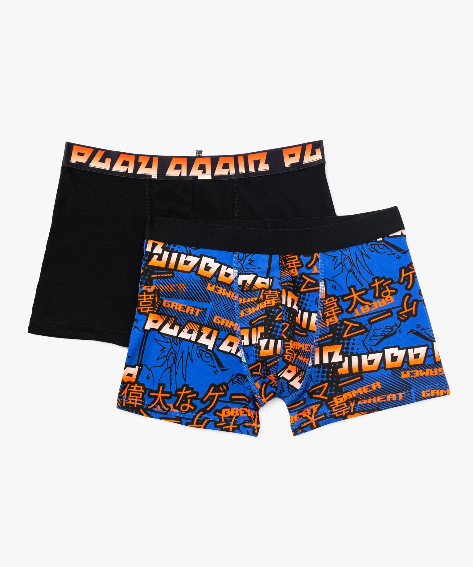boxers en coton stretch motif mangas homme (lot de 2) noir boxers et calecons