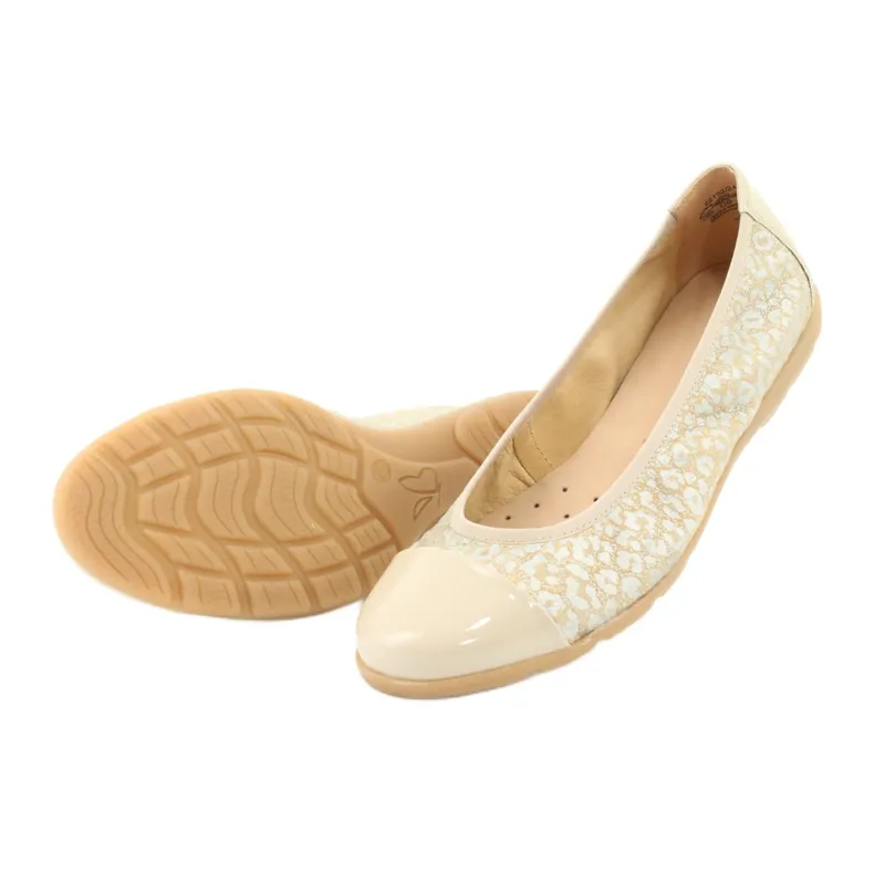 Caprice Ballerines a'la dentelle cuir confortable 22152 beige