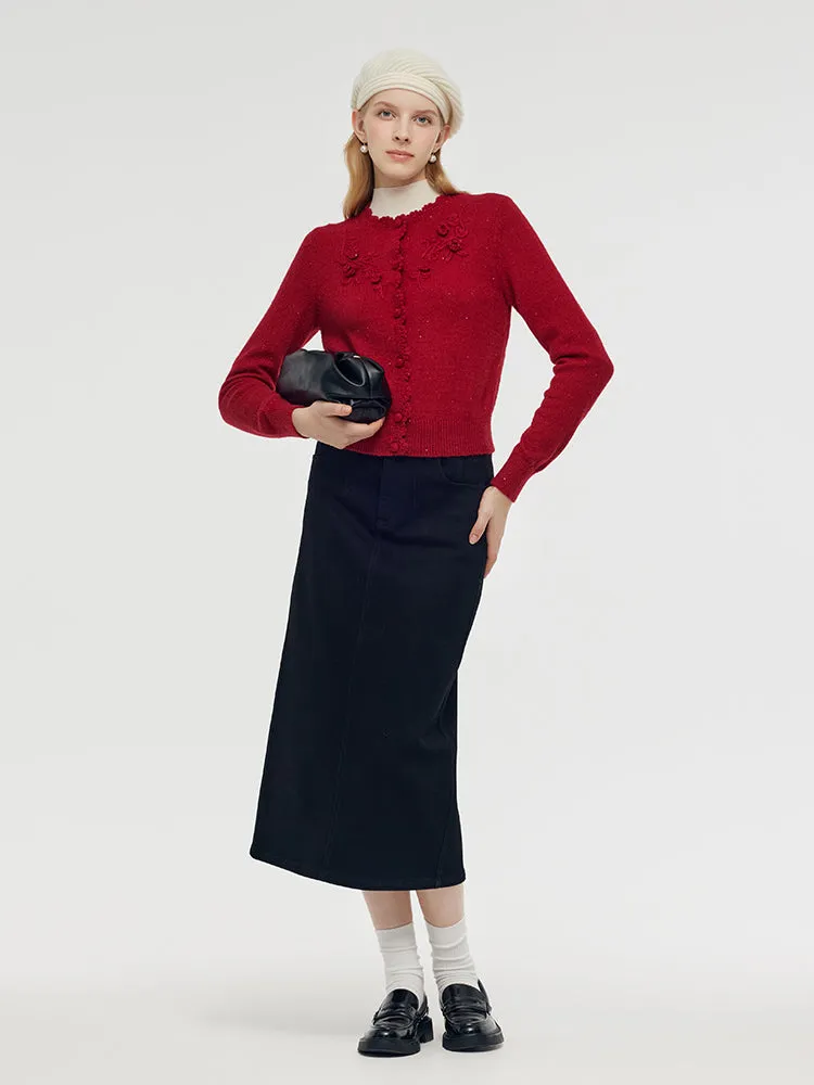 Cardigan en mélange de mohair et de laine pour femmes