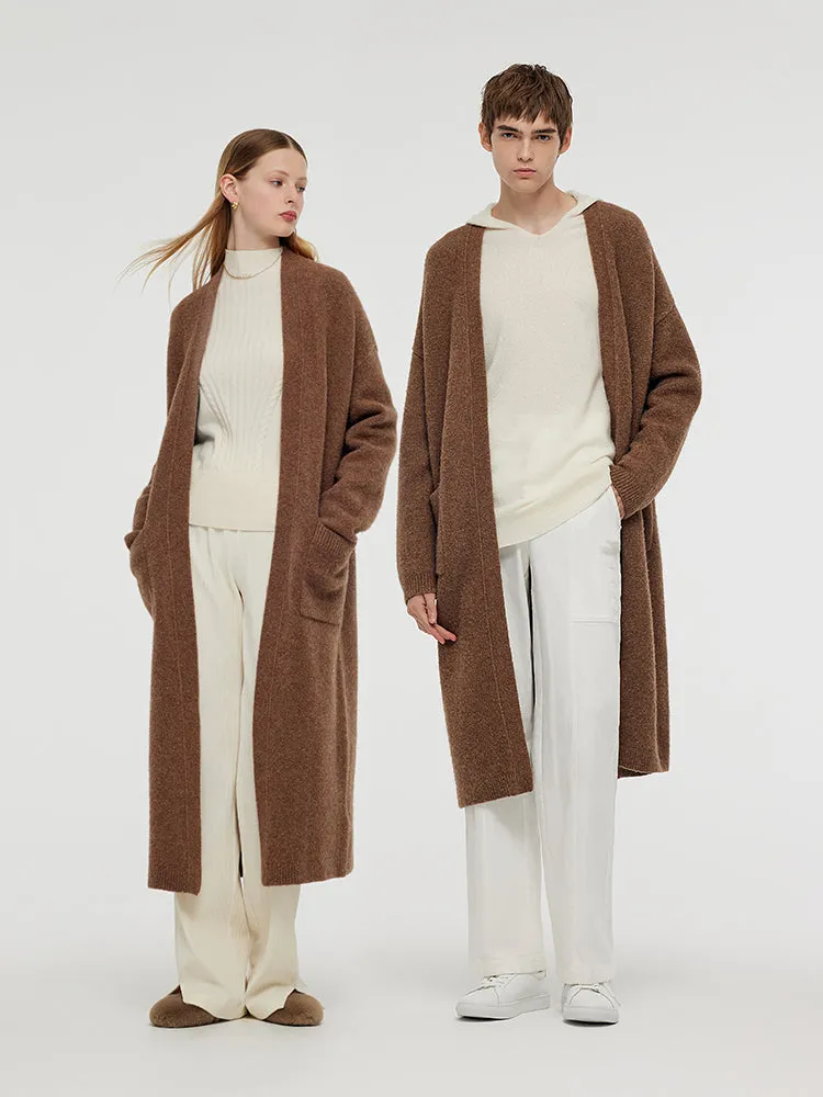 Cardigan long unisexe en mélange de laine et de yak