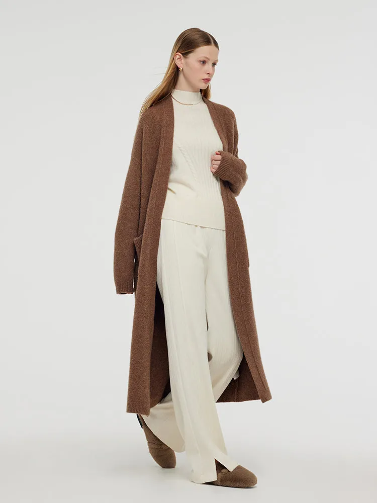 Cardigan long unisexe en mélange de laine et de yak