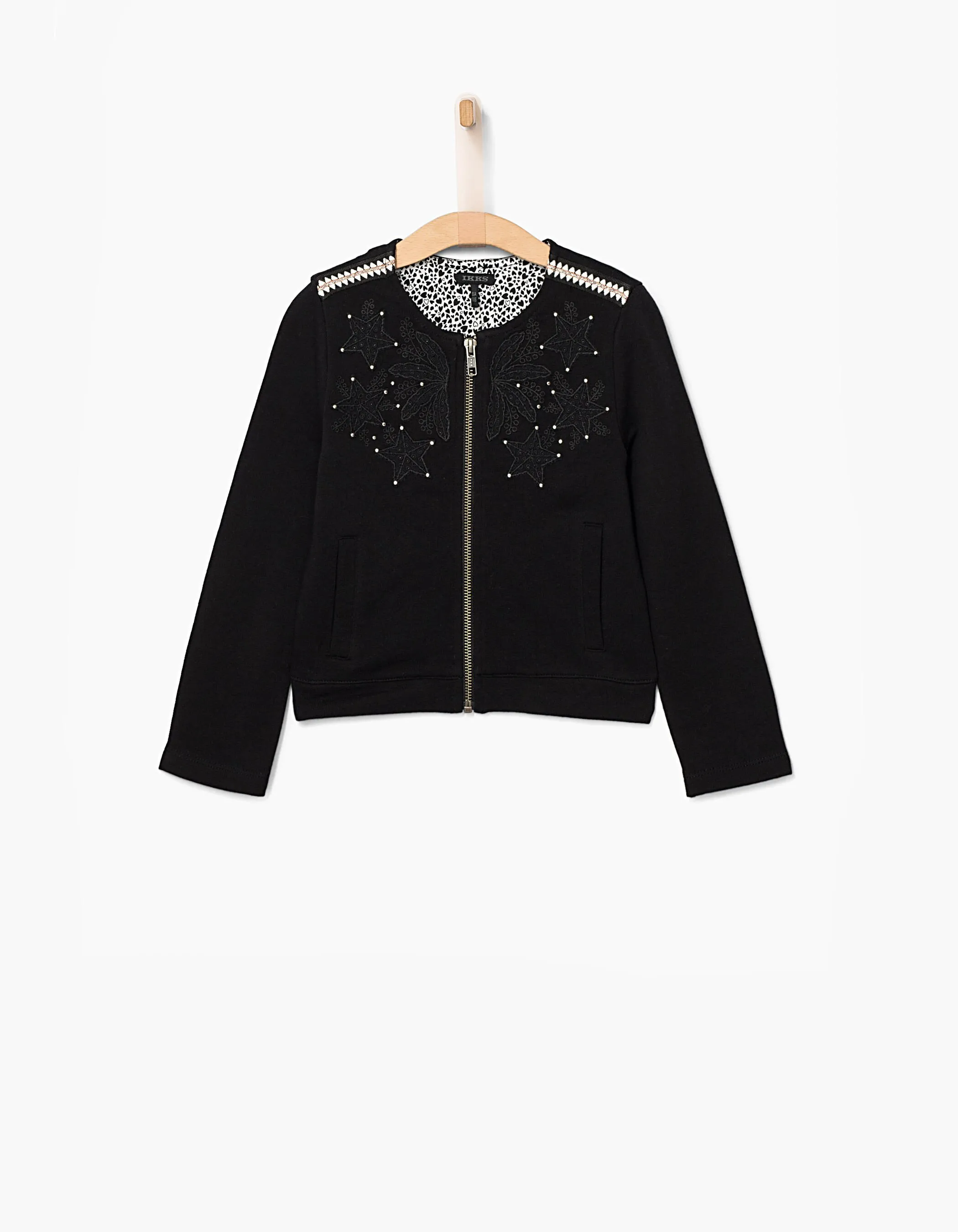 Cardigan noir avec broderies fille