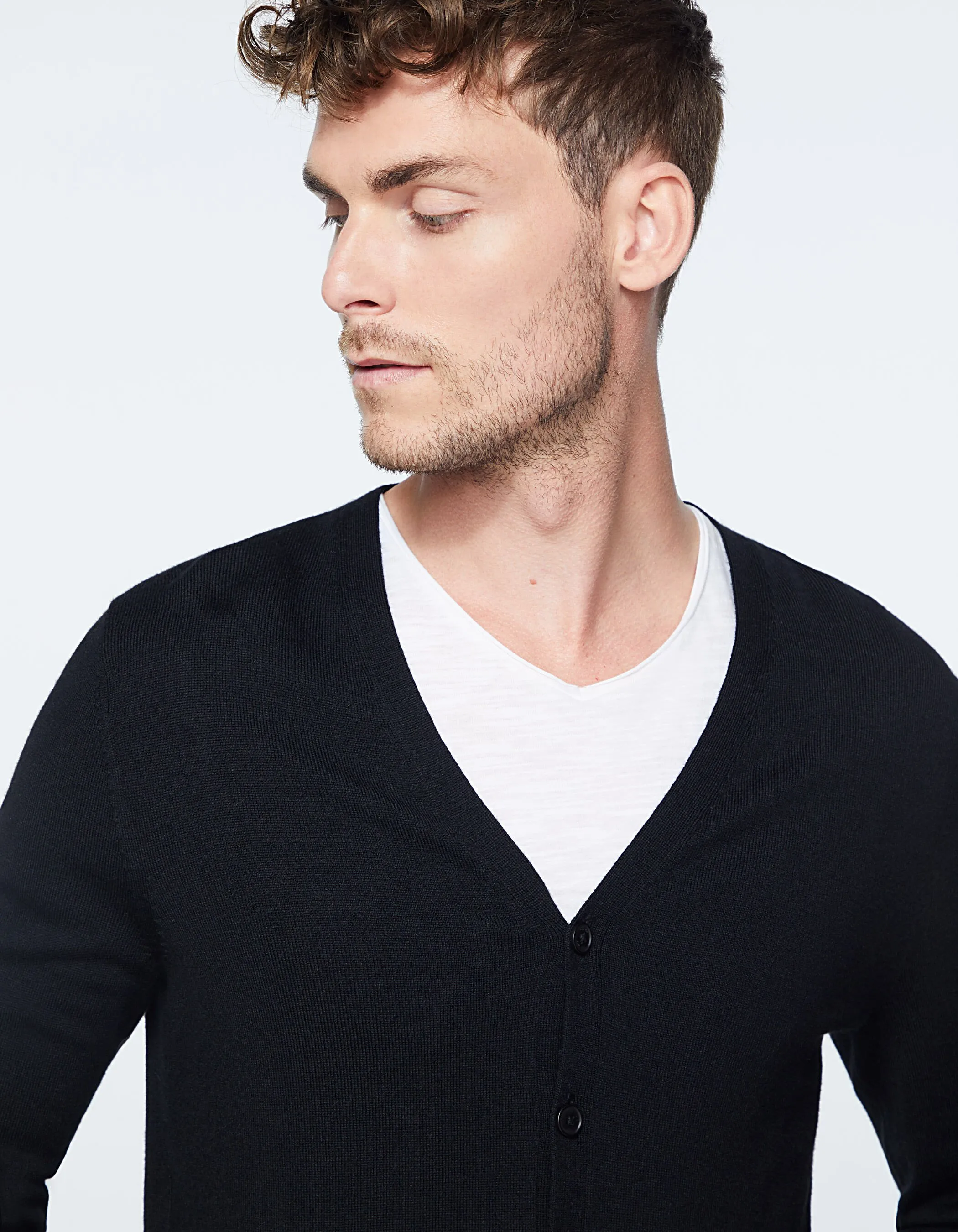 Cardigan noir en tricot avec poches Homme