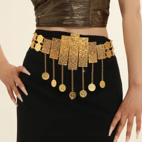 Ceinture marocaine à style géométrique avec pendentifs dorés, modèle Xamira
