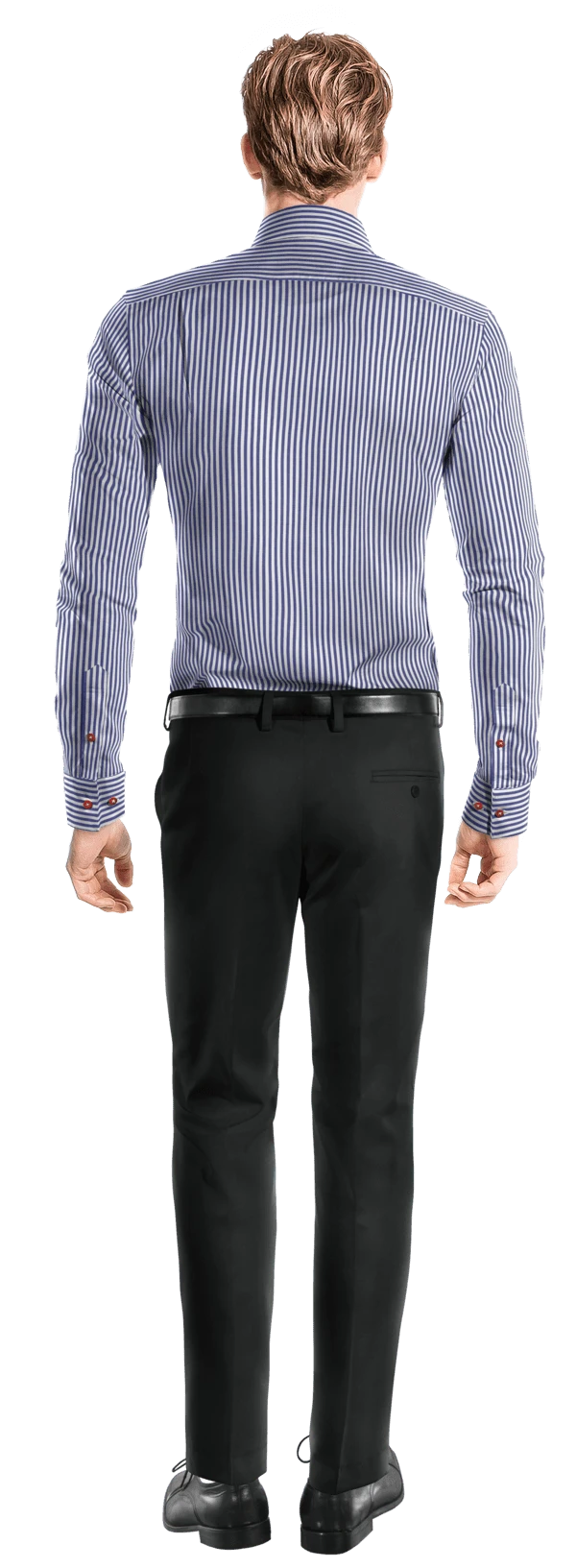 Chemise bleu roi à rayures popeline en coton avec poche poitrine