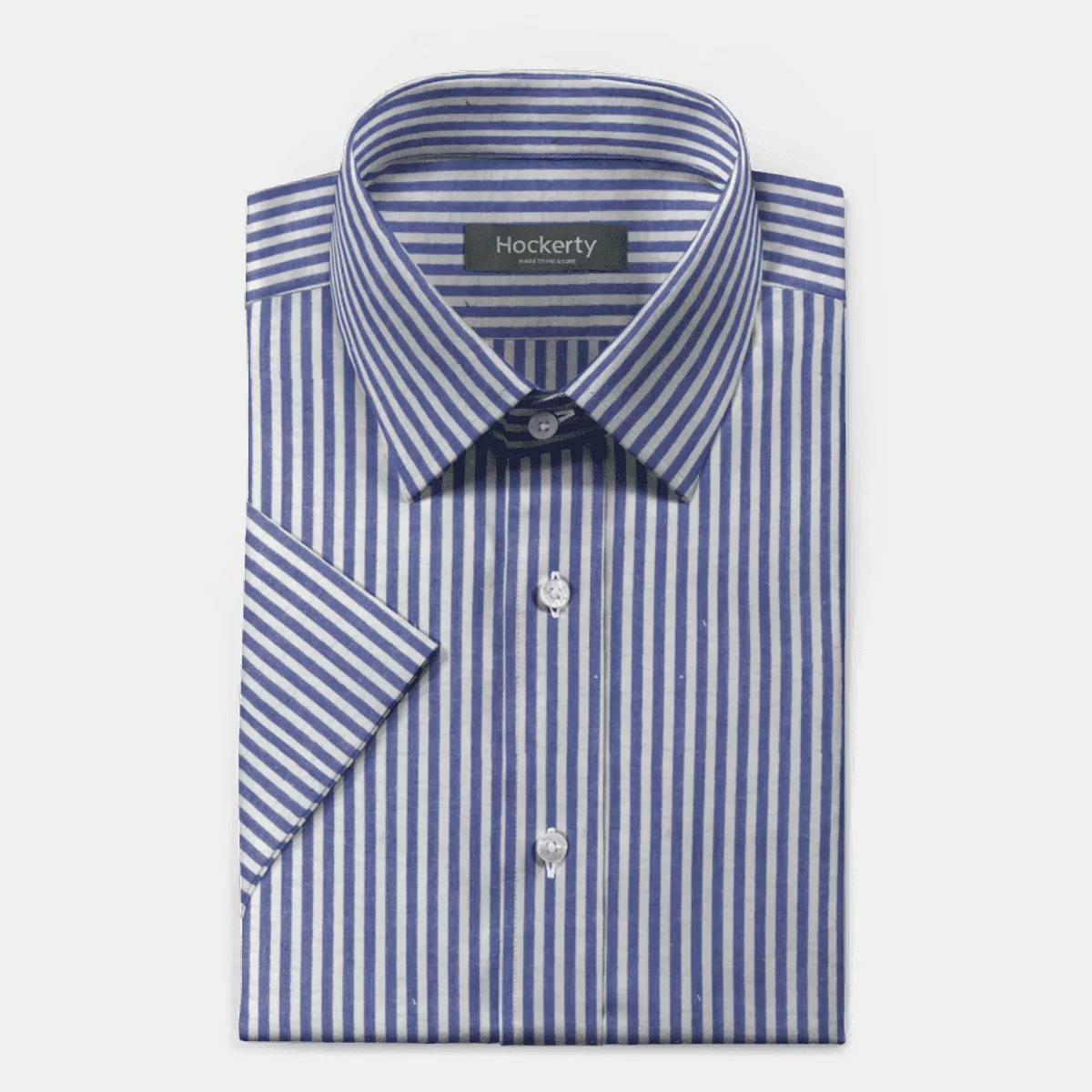 Chemise bleue à rayures à manches courtes en coton