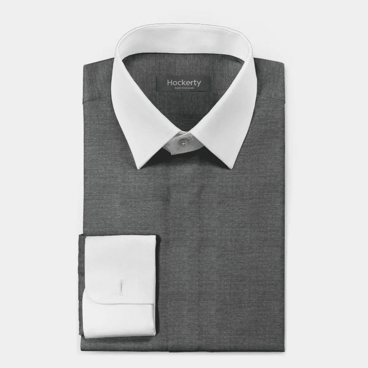 Chemise grise chambray en coton avec col contrasté