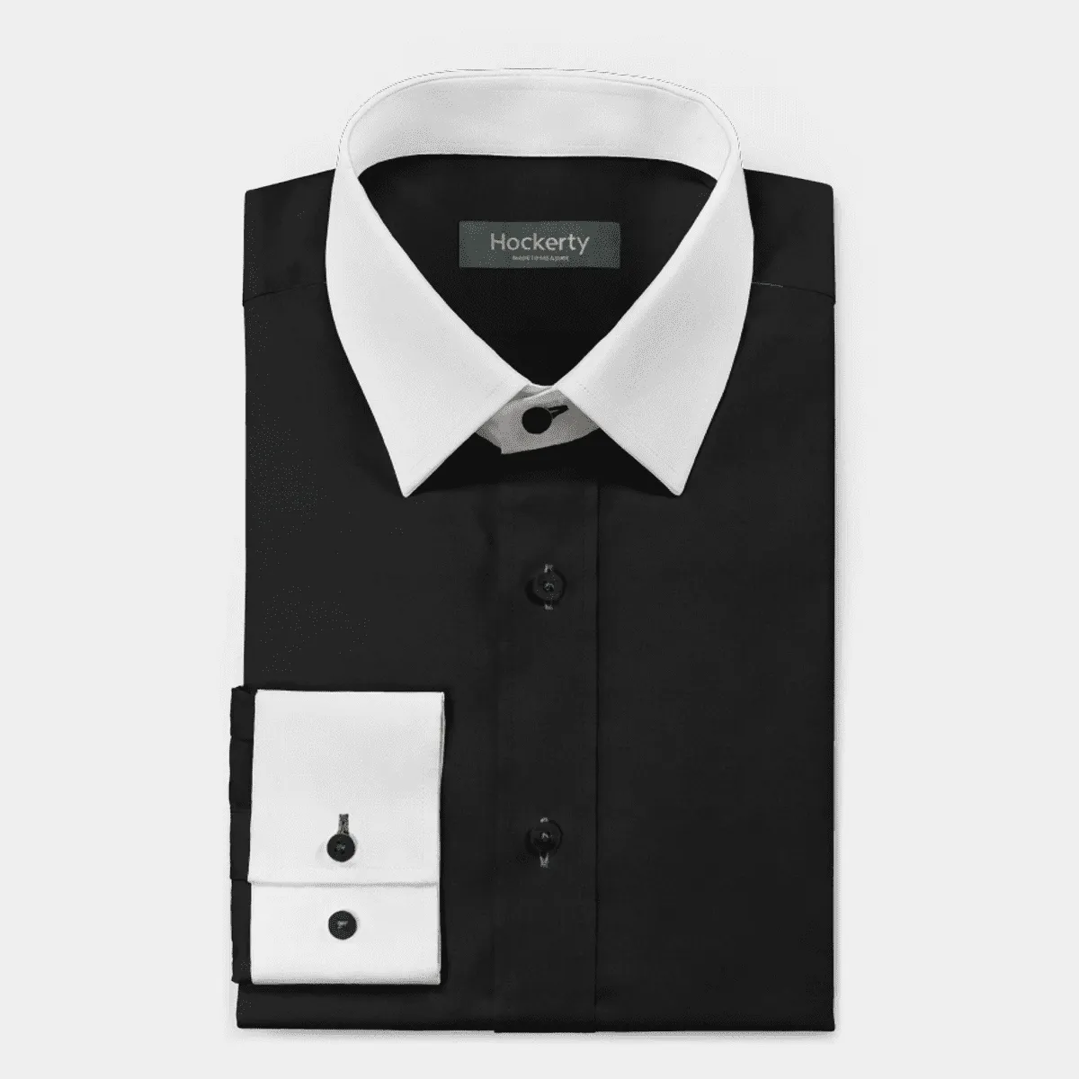 Chemise noire en coton avec col contrasté
