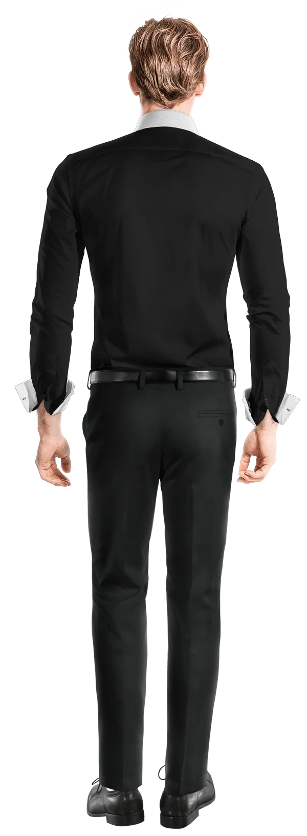 Chemise noire en coton avec col contrasté