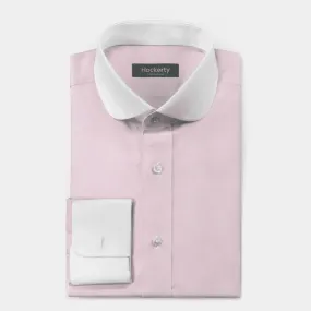 Chemise parme en coton col rond avec col contrasté