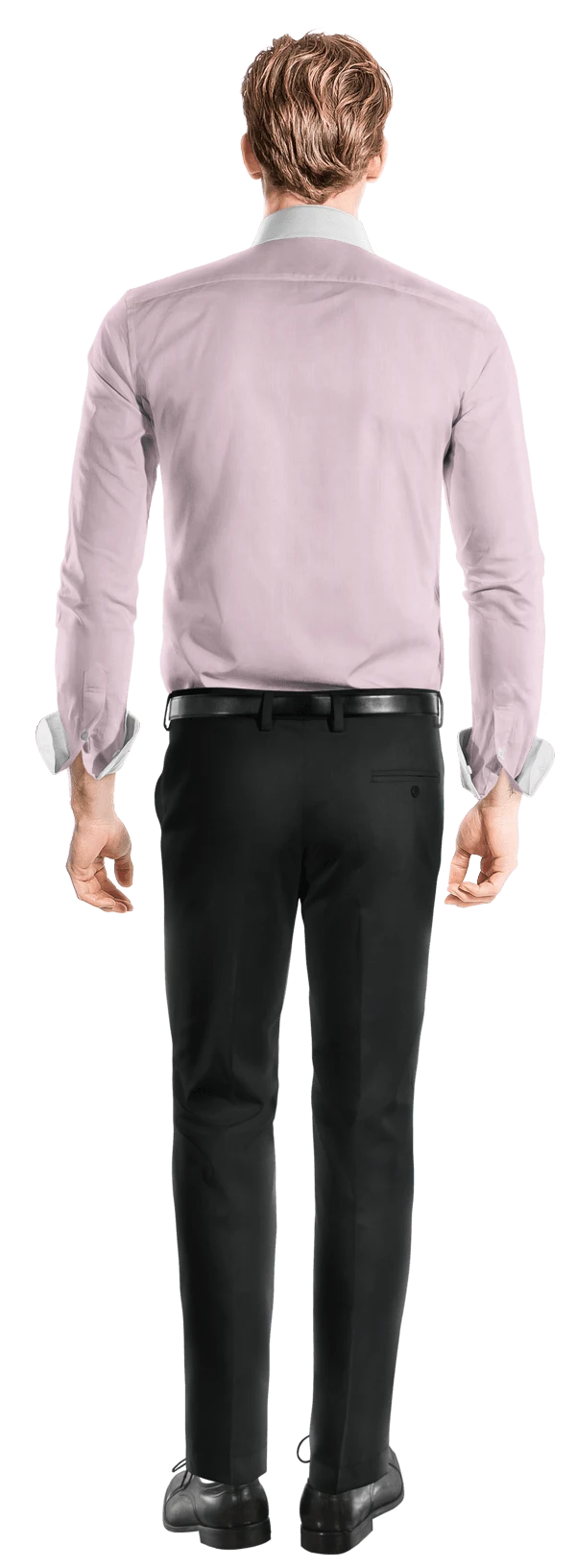 Chemise parme en coton col rond avec col contrasté