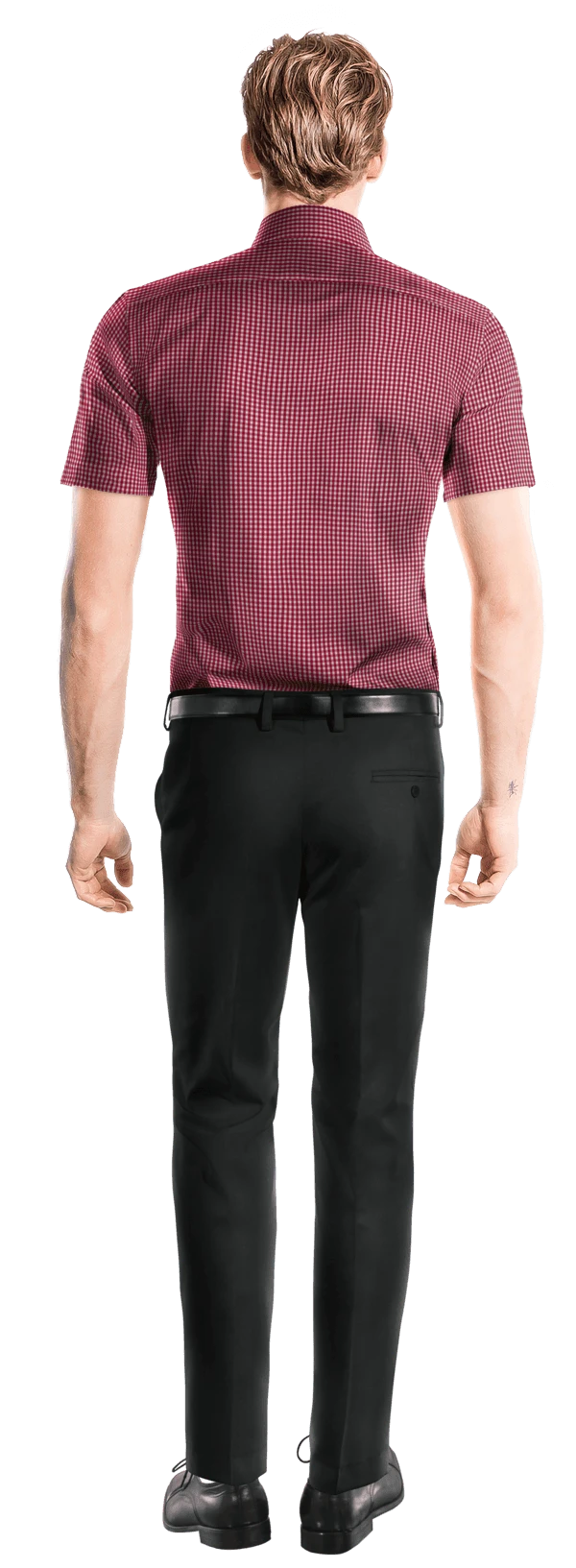 Chemise rouge à carreaux manches courtes popeline en coton