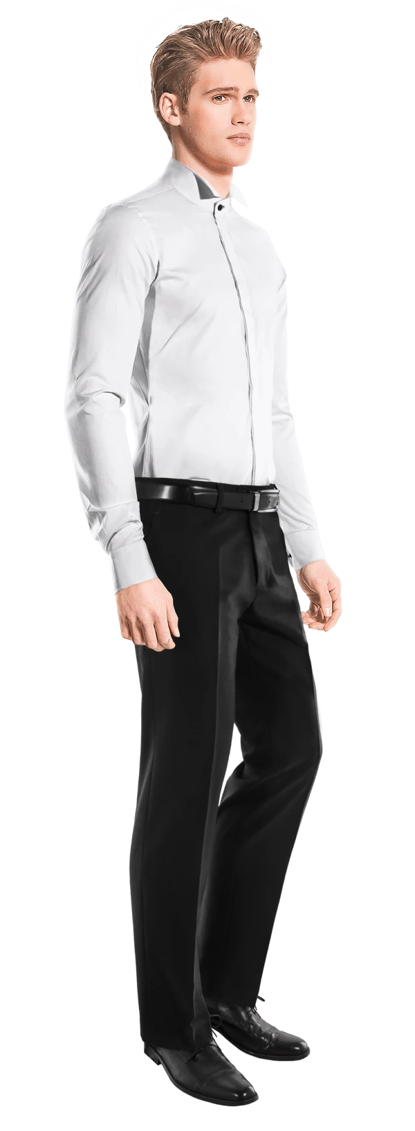Chemise à col cassé blanche en coton