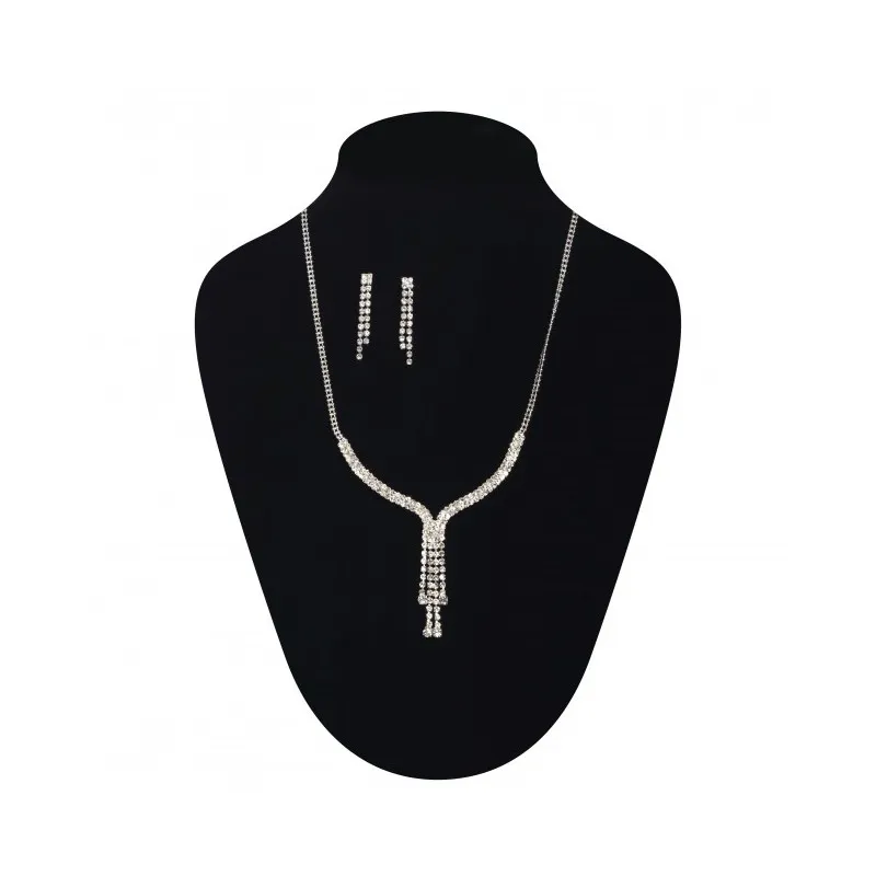 Collier strass argent avec boucles assorties