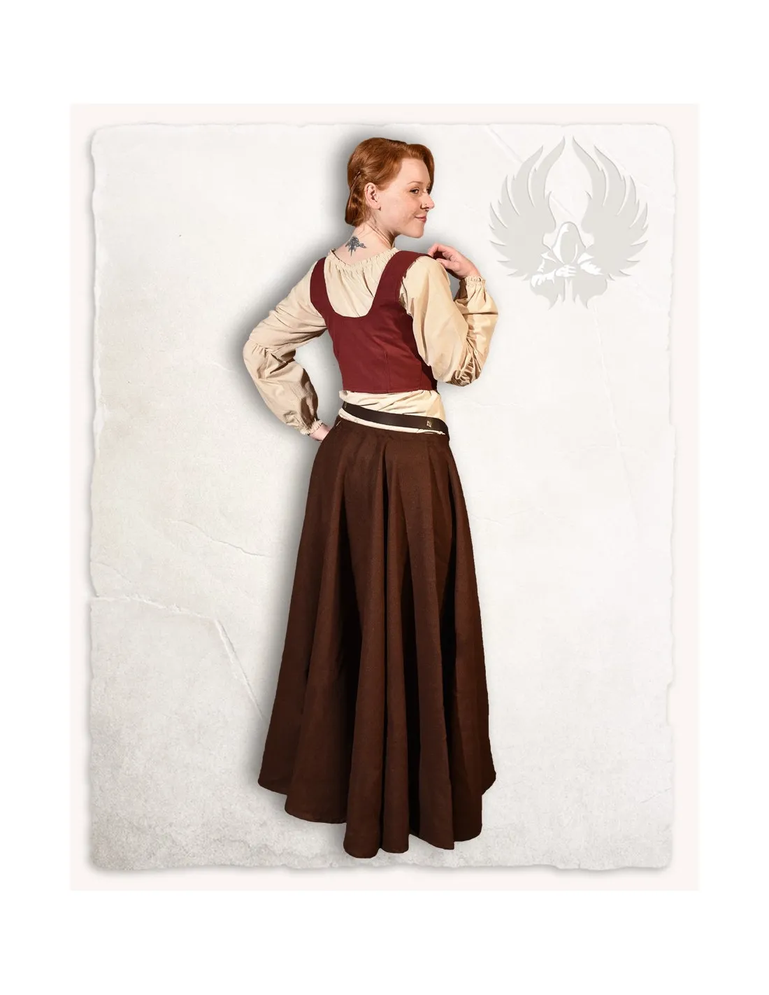 Corsage médiéval en coton bordeaux modèle Annabelle ⚔️ Boutique Épées