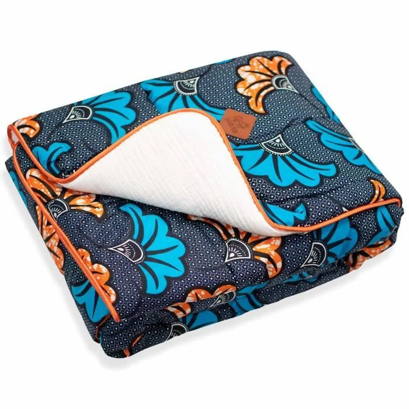 Couverture en coton Wax Fleurs de mariage bleu - Sevira Kids