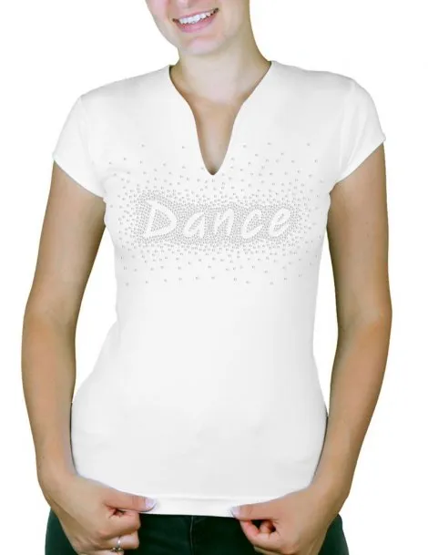 Danse éclaté strass - T-shirt femme Col V