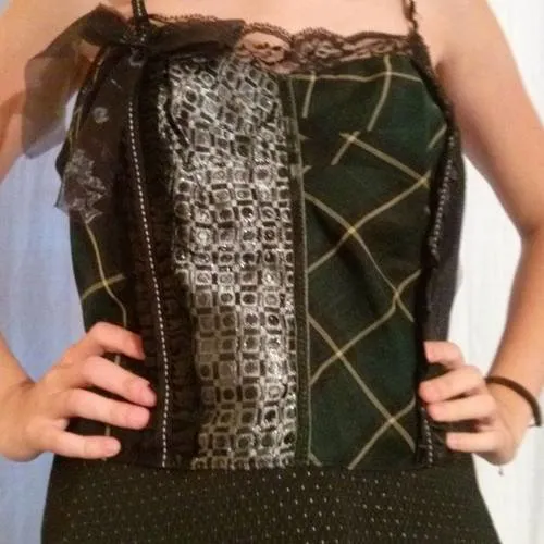 Débardeur corset en satin coton et dentelle