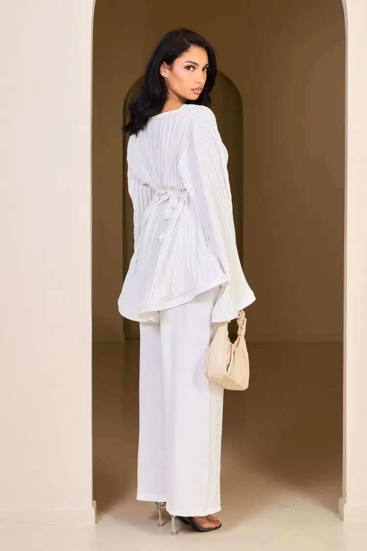 Ensemble 2 pièces blouse + pantalon blanc