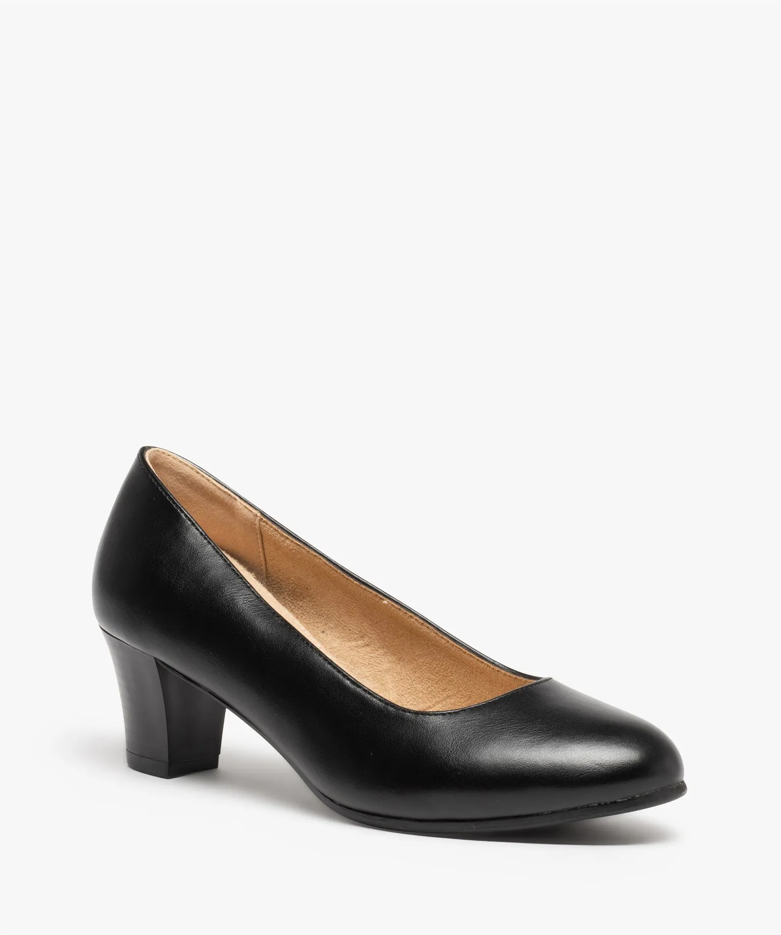 escarpins femme a talon rainure et bout rond dessus uni noir