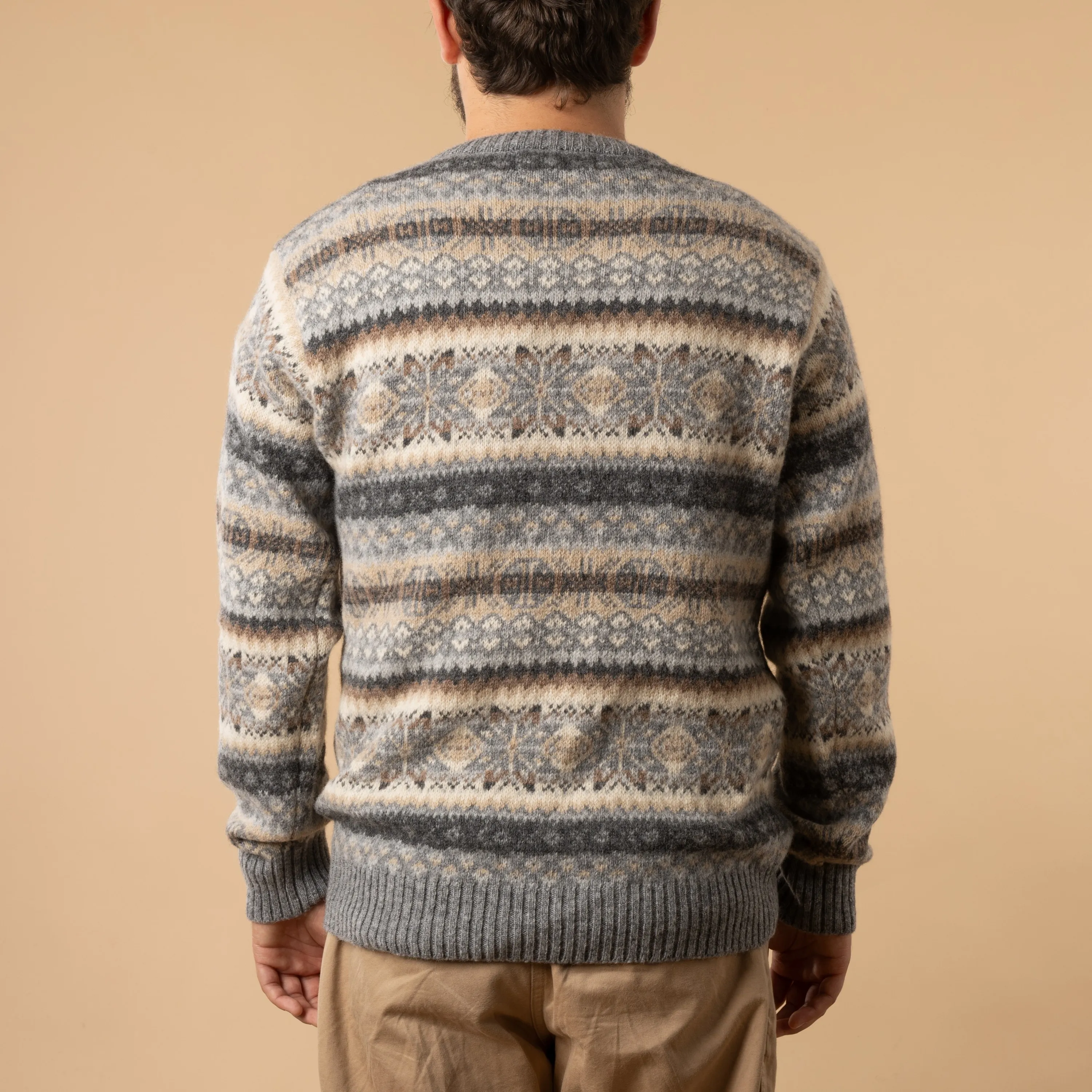 Fair Isle Crew Neck M.Grey