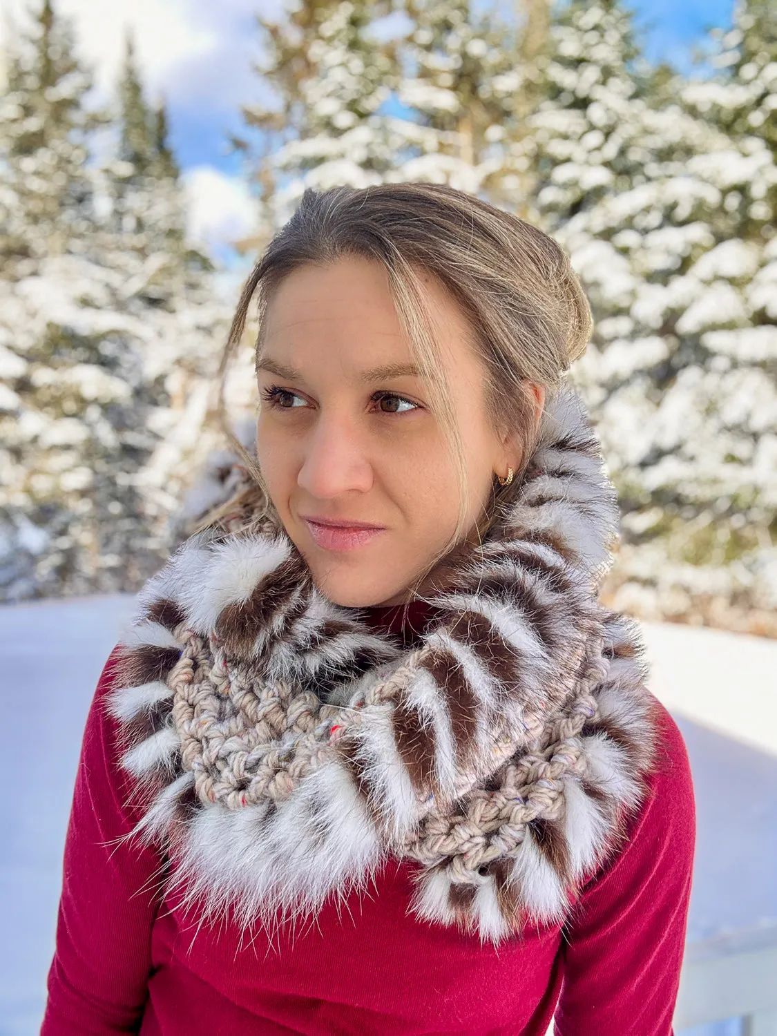 Foulard avec fourrure recyclée