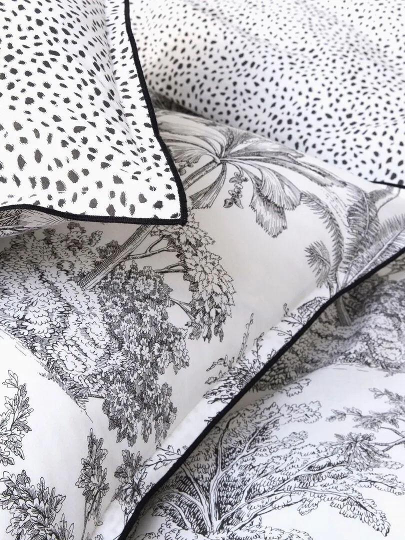 Future Home - Parure de lit 2 personnes en coton 57 fils imprimé blanc - Blanc
