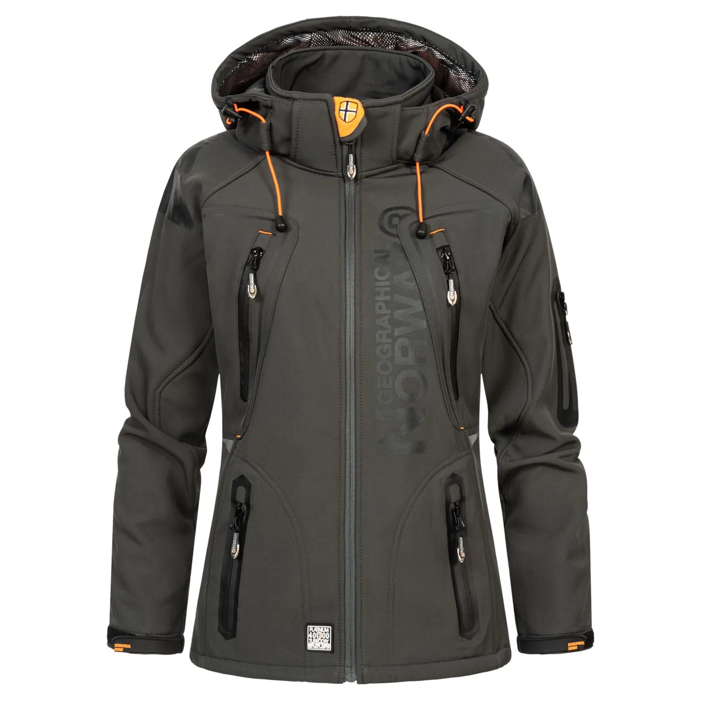 Geographical Norway Tislande Femme - Blouson Softshell Gris Fonce Orange