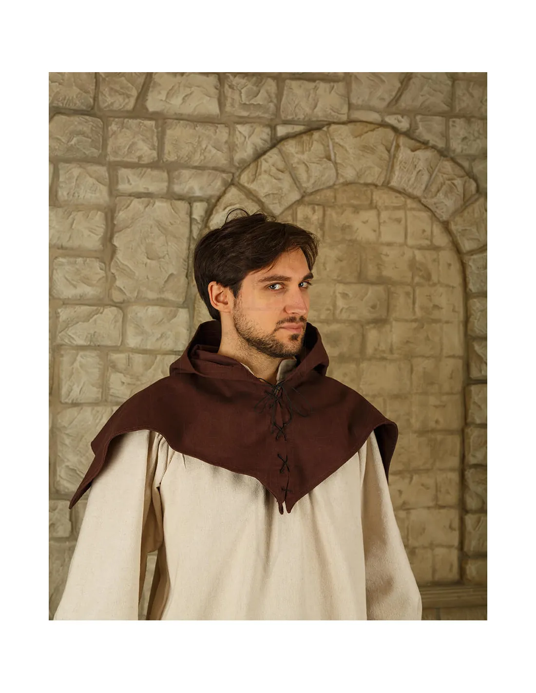 Gugel médiéval en coton modèle Folke, marron ⚔️ Tienda Medieval - ⚔️ Boutique-Epees