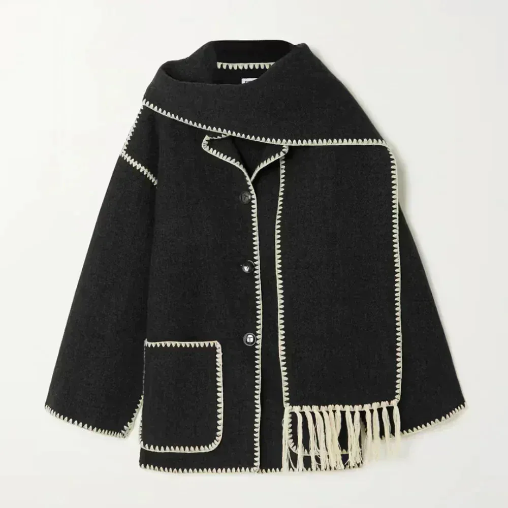 Happi | Veste écharpe en laine mélangée