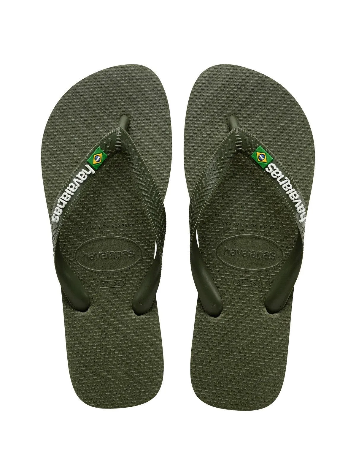HAVAIANAS Tongs adultes unisexes Hav. Logo Brésil 4110850.3058 Vert