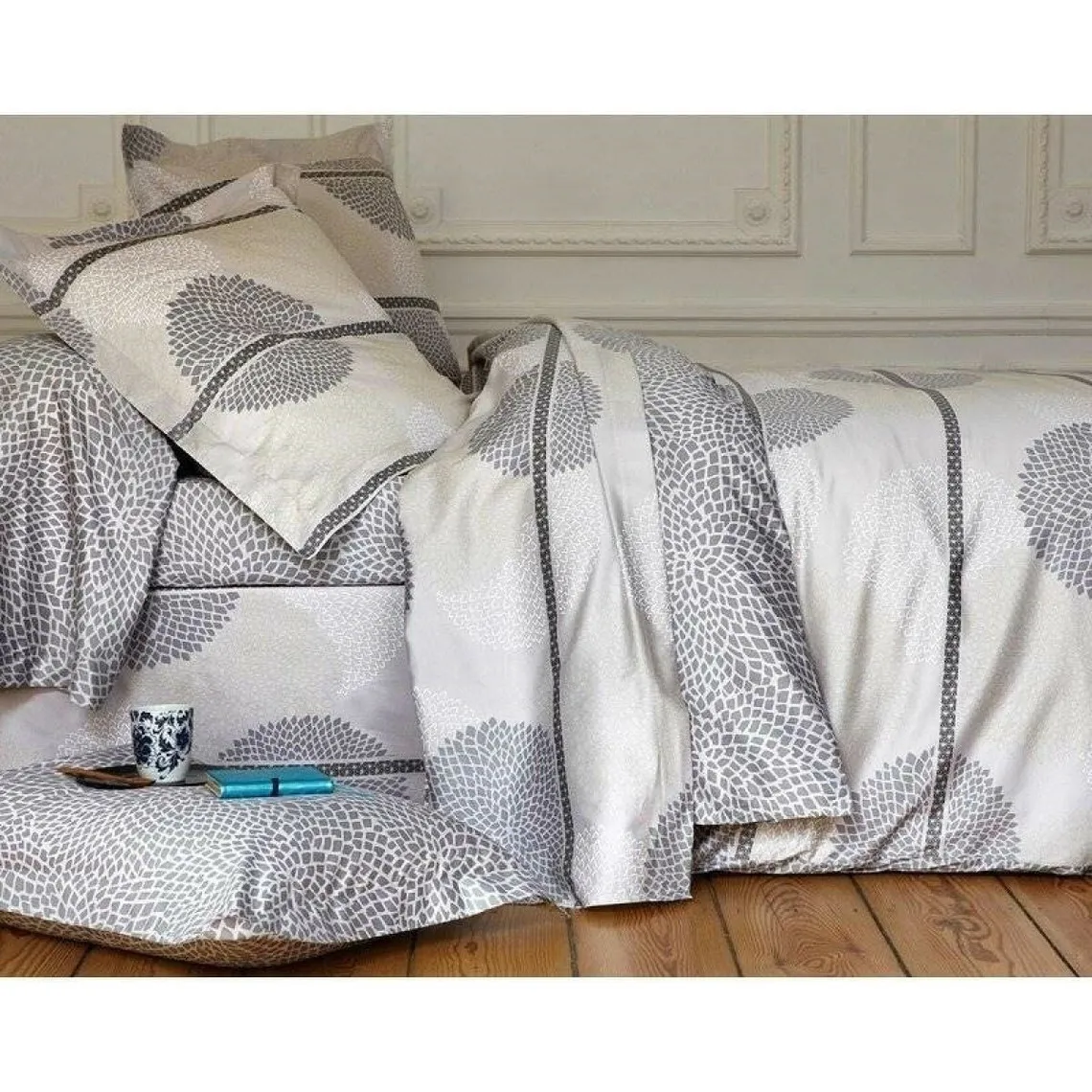 Housse de couette satin de coton effet mosaïque Becquet - Pois Bleu | 3 Suisses