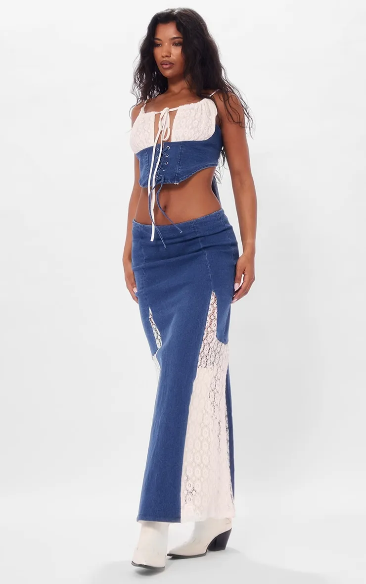 Indigo Denim Lace Insert Bralet