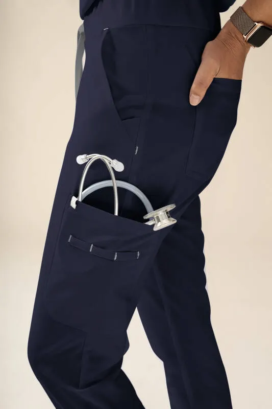 KAERE Pantalon Femme - avec poches cargo bleu navy