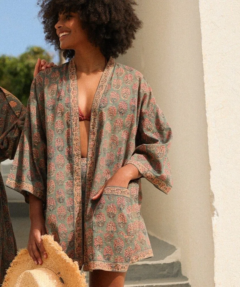 Kimono - Imprimé Block-print Karaikal - Bëllemme