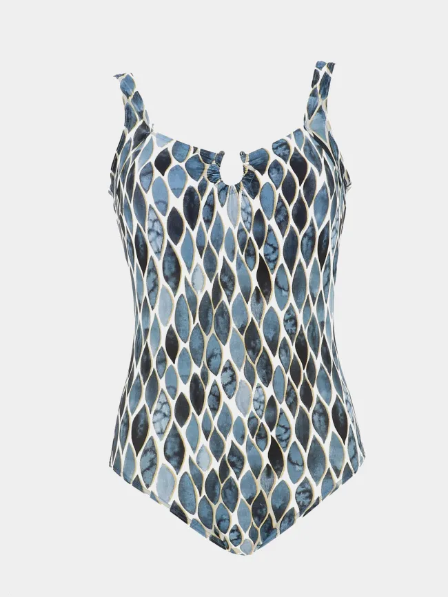 Maillot de bain 1 pièce imprimé nathalie bleu femme - Lagon Bleu | wimod