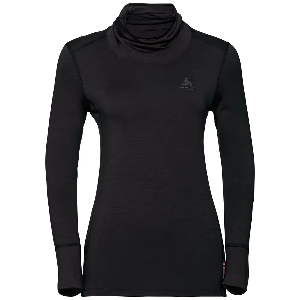 Maillot de Corps Odlo Women BL Top Turtle Neck LS Natural 100% Merino Black Black