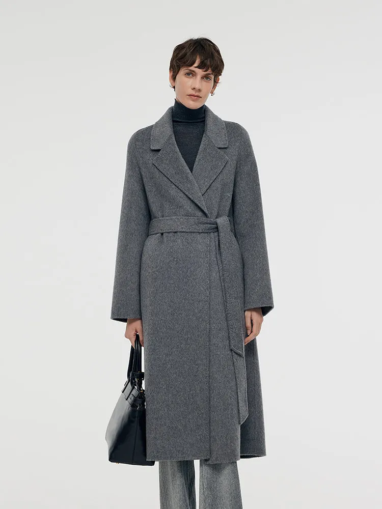 Manteau long pour femmes en laine d'alpaga avec ceinture
