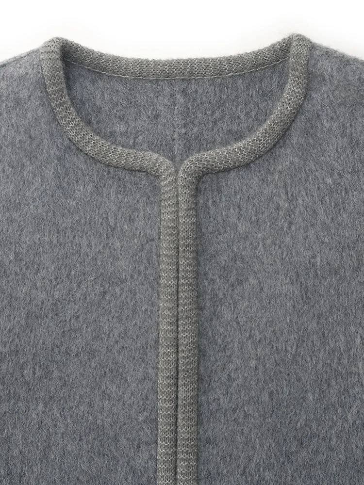 Manteau pour femmes en laine d'alpaga avec ceinture en tricot